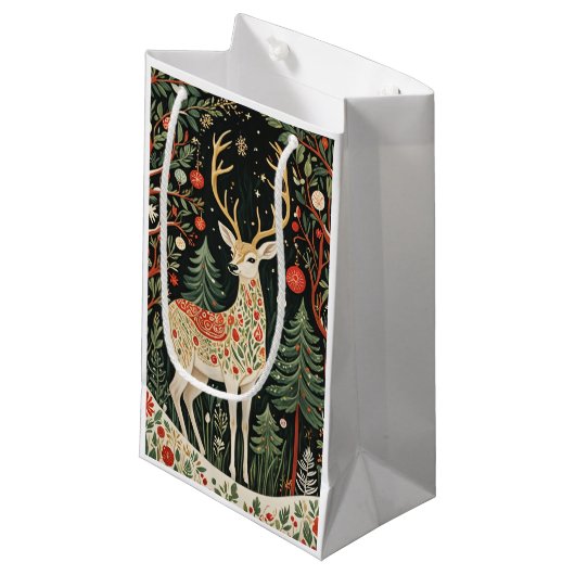 Midnight Forest Christmas Deer Klein Cadeauzakje (Voorkant Gekanteld)