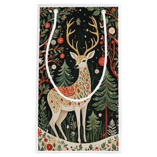 Midnight Forest Christmas Deer Klein Cadeauzakje (Voorkant)