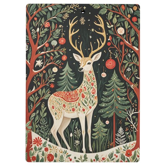Midnight Forest Christmas Deer Klembord (Achterkant)