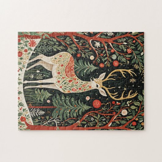 Midnight Forest Christmas Deer Legpuzzel (Horizontaal)