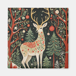 Midnight Forest Christmas Deer Magneet