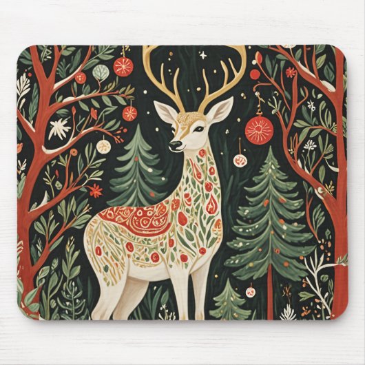 Midnight Forest Christmas Deer Muismat (Voorkant)