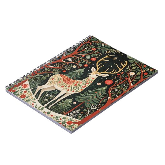 Midnight Forest Christmas Deer Notitieboek (Linkerzijde)