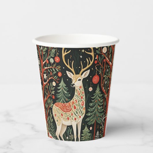 Midnight Forest Christmas Deer Papieren Bekers (Voorkant)
