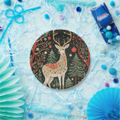 Midnight Forest Christmas Deer Papieren Bordje (Feest)