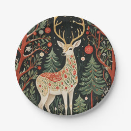 Midnight Forest Christmas Deer Papieren Bordje