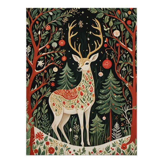 Midnight Forest Christmas Deer Perfect Poster (Voorkant)