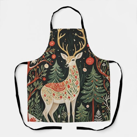 Midnight Forest Christmas Deer Schort (Voorkant)