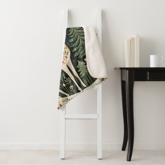 Midnight Forest Christmas Deer Sherpa Deken (In situ)