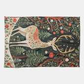 Midnight Forest Christmas Deer Theedoek (Horizontaal)