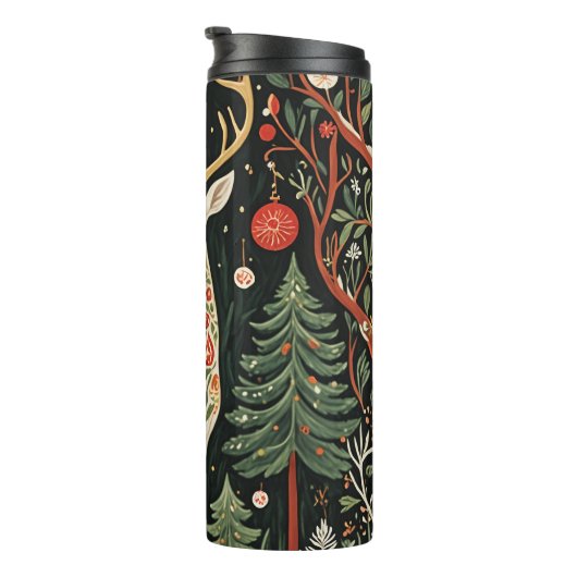 Midnight Forest Christmas Deer Thermosbeker (Geroteerd rechts)