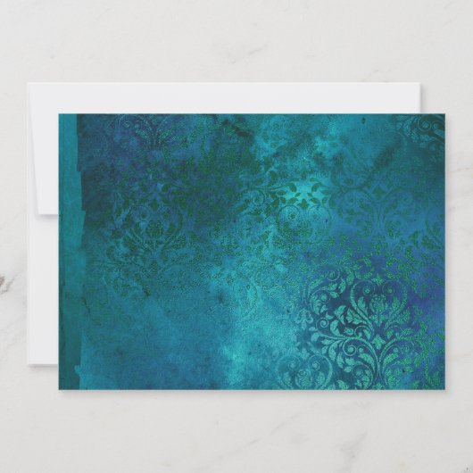 Midnight Forest Fantasy Turquoise en Gold Wedding Bedankkaart (Achterkant)