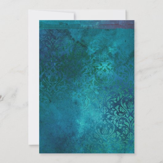 Midnight Forest Fantasy Turquoise en Gold Wedding Kaart (Achterkant)