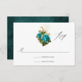 Midnight Forest Fantasy Turquoise en Gold Wedding RSVP Kaartje (Voorkant / Achterkant)