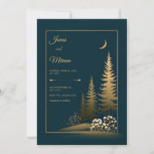 Midnight Forest Gold Wedding Kaart (Voorkant)