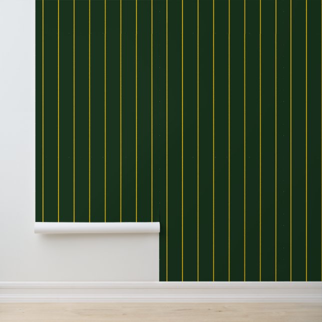 Midnight Forest Green Pinstripes Behang (Applicatie)