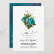 Midnight Forest Turquoise en Gold Virtual Wedding