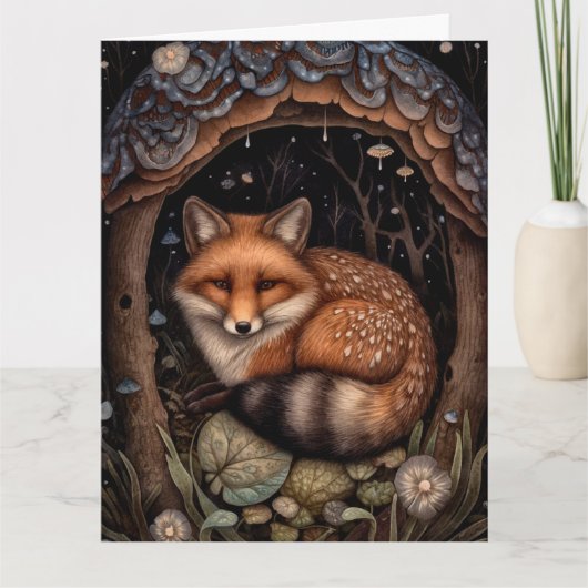 Midnight Fox Gevouwen Wenskaart Kaart (Voorkant)