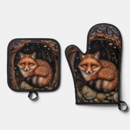 Midnight Fox Ornament Ovenwant & Pannenlap Set