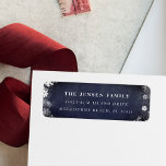 Midnight Frost | Holiday Return Address Etiket<br><div class="desc">Wintry return address labels for your Christmas cards and holiday season correspondence feature a midnight blue background accented with white snowflakes.</div>