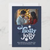 Midnight Frost Modern Blue Christmas Photo Feestdagenkaart (Voorkant)