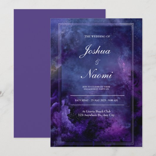 Midnight Galaxy huwelijksuitnodiging Kaart (Voorkant / Achterkant)