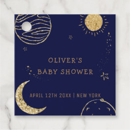 Midnight Galaxy Moon Star Boy Baby shower Bedankjes Labels