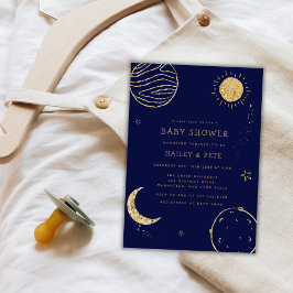 Midnight Galaxy Moon Star Boy Baby shower Kaart
