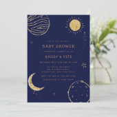 Midnight Galaxy Moon Star Boy Baby shower Kaart (Staand voorkant)