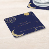 Midnight Galaxy Moon Star Boy Baby shower Kartonnen Onderzetters (Schuin)