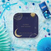 Midnight Galaxy Moon Star Boy Baby shower Papieren Bordje (Feest)