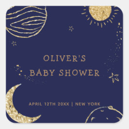 Midnight Galaxy Moon Star Boy Baby shower Vierkante Sticker
