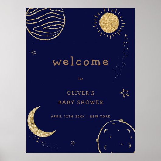 Midnight Galaxy Outer Space Baby shower Welkom Poster (Voorkant)