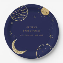 Midnight Galaxy Outer Space Boy Baby shower Papieren Bordje