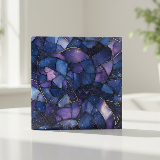 Midnight Galaxy Stained Glass Mosaic Tegeltje