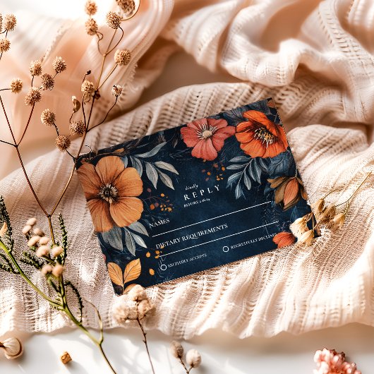 Midnight Garden Barokke bruiloft RSVP Kaartje