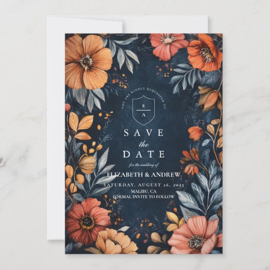 Midnight Garden Barokke bruiloft Save The Date (Voorkant)