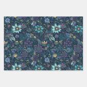  Midnight Garden Blauw Bloemen Decoupage Inpakpapier Vel (Voorkant)