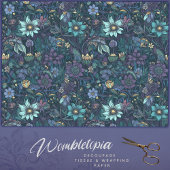  Midnight Garden Blauw Bloemen Decoupage Inpakpapier Vel