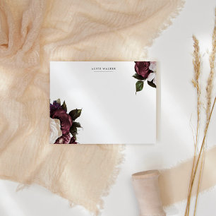 Midnight Garden Blush Floral Stationery Note Kaart Notitiekaartje