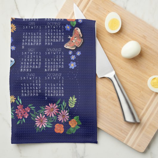 Midnight Garden Calendar Towel Theedoek (Quarter Fold)