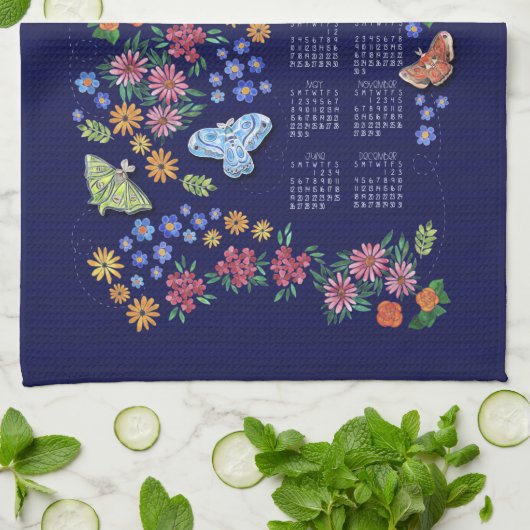 Midnight Garden Calendar Towel Theedoek (Gevouwen)