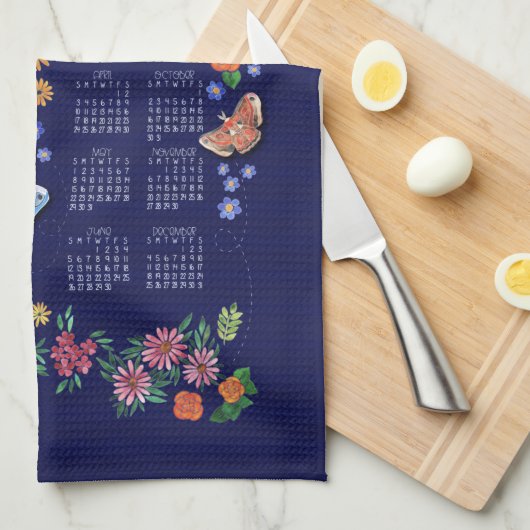 Midnight Garden Calendar Towel Theedoek (Quarter Fold)