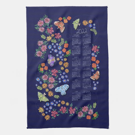 Midnight Garden Calendar Towel Theedoek (Verticaal)