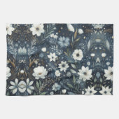 Midnight Garden Dream - Navy Blue Waterverf Flor Theedoek (Horizontaal)