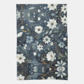 Midnight Garden Dream - Navy Blue Waterverf Flor Theedoek (Verticaal)