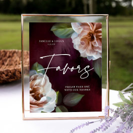 Midnight Garden Favors Tabletop Wedding Sign Poster