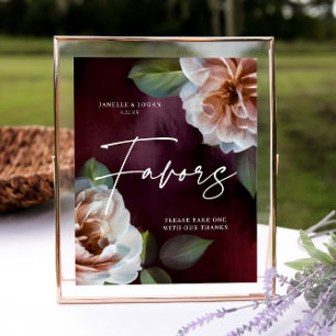 Midnight Garden Favors Tabletop Wedding Sign Poster
