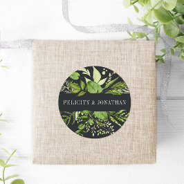 Midnight Garden | Groen botanisch huwelijk Ronde Sticker