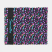 Midnight Garden Halloween vleermuizen en bloemen Fleece Deken (Voorkant (Horizontaal))